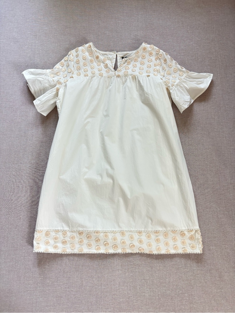 J.Crew white & cream fringe embroidered shift dress Size 16
